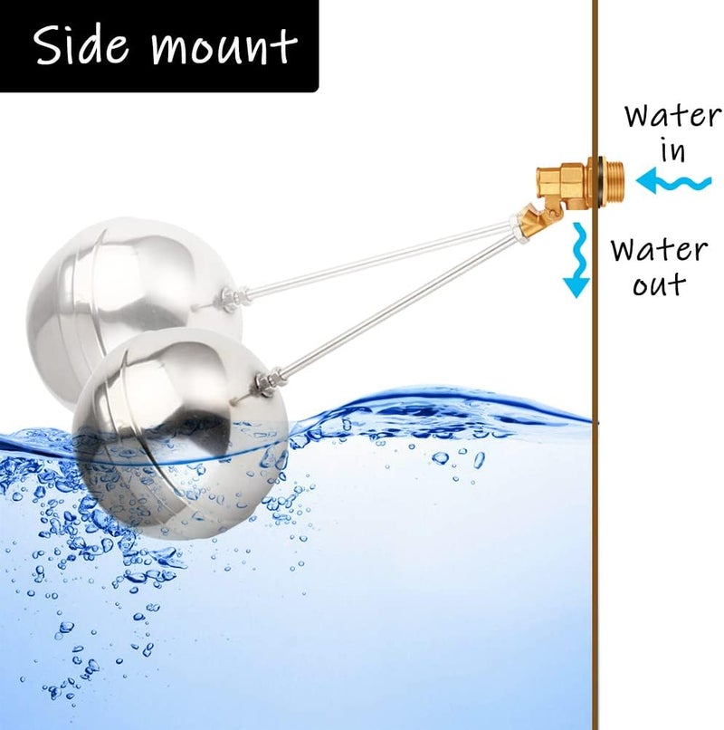 Uenede Float Ball Valve DN15 1/2" Male Thread Stainless Steel Floating Ball Brass Valve Automatic Switch for Stock Tank Pool Water Level Control - Image 4